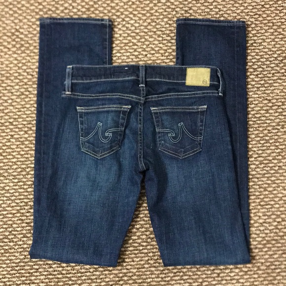 Jean Femme AG Adriano Goldschmied Skinny Straight - Taille 31R - Coupe Droite Et Affinante - Occasion Très Bon État
